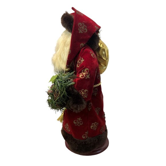 Santa Claus Christmas Figurine Velvet Red Gold Mantle Holiday Decor 15" - Picture 3 of 7